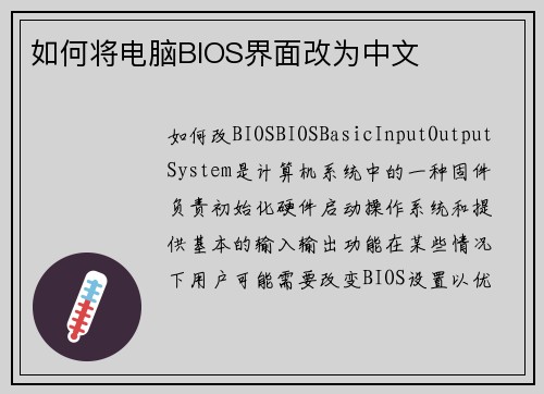 如何将电脑BIOS界面改为中文